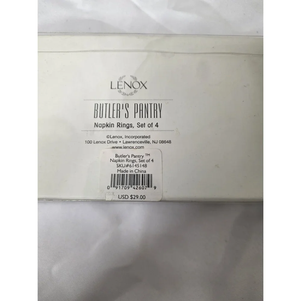 Vintage Lenox Butler's Pantry Napkin Rings Set of 4
